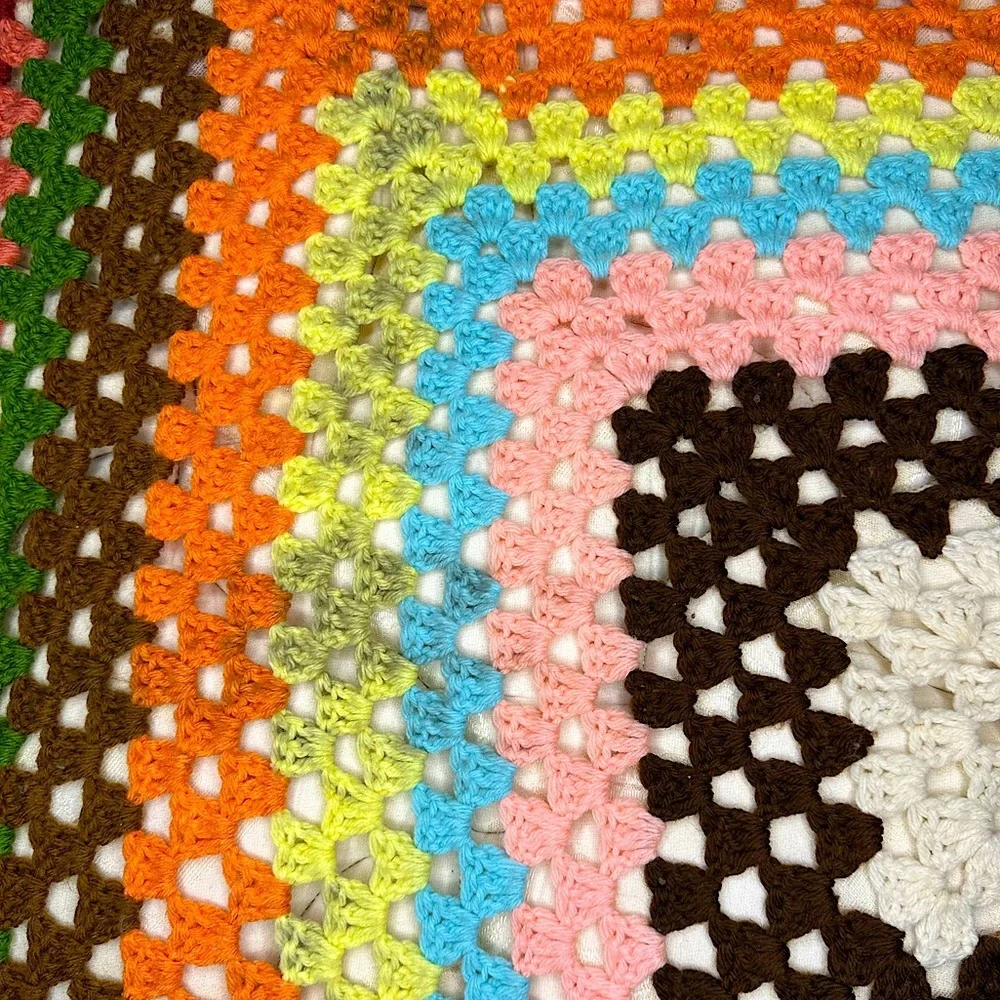 Handmade Crochet Afghan Throw Blanket - Vibrant Multicolored - 54 x 54 inches